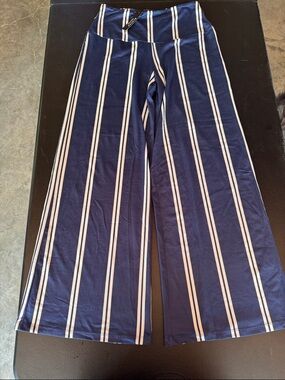 Arolina Navy and White Striped Wide Leg Pants